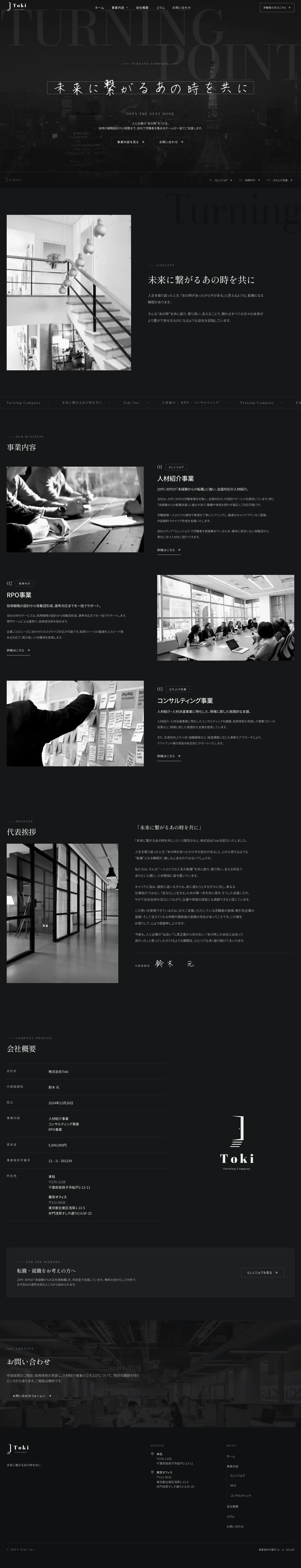 Tokiのサイト全体